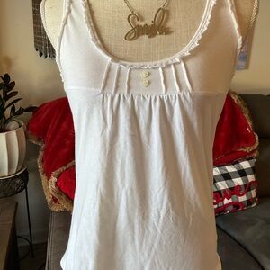 Bugle Boy White Tank Top with Button Accents